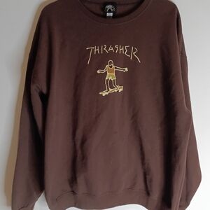 Thrasher Gonz Logo Crewneck Sweatshirt in Dark Chocolate XL